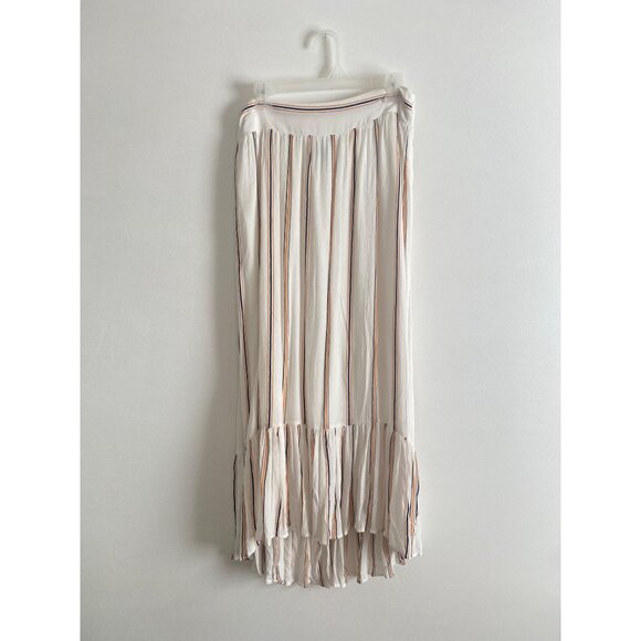 Jessica Simpson White, Orange, & Navy Striped High-Low Maxi Skirt Size L - Picture 1 of 6